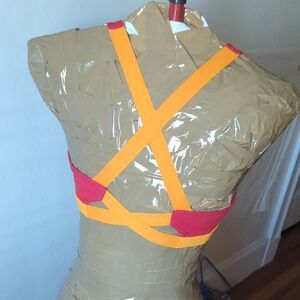 Like New Fabletics Orange and Red Strappy Sports Bra